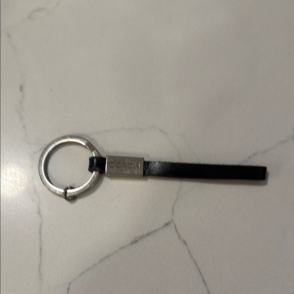 Coach Black Leather Keychain